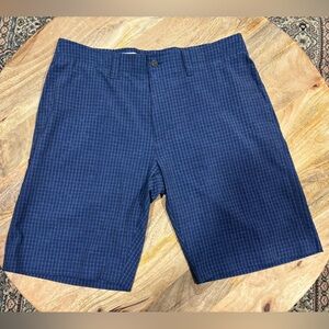 Callaway Golf Shorts Mens 34 Blue Plaid Stretch Poly Flat Front